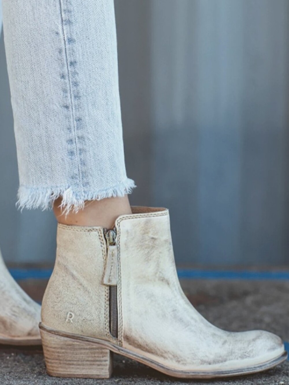Women's Side-Zip Ankle Boots in Light Gray